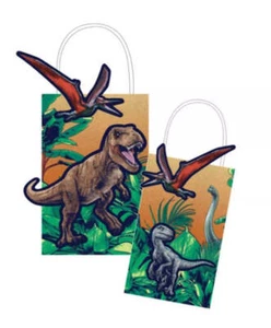 Dinosaur Party Supplies Jurassic Into The Wild Paper Loot Favour Kraft Bags 8Pk - Picture 1 of 4