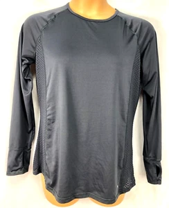 DANSKIN NOW Fitted Athletic Top XXL Dark Gray Open Weave Side Panels Thumb Holes - Picture 1 of 8