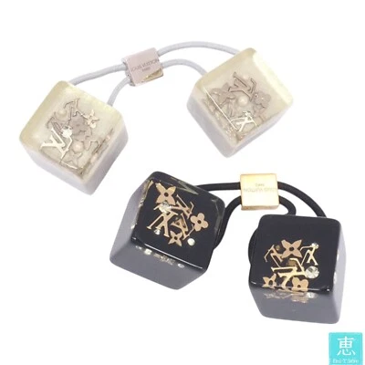 Louis Vuitton Cube Hair Tie Resin Black & Gray 2 Set - Image 1 of 4