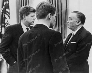 Presidente de los Estados Unidos Kennedy y Jefe del FBI E Hoover Vintage 1960 Reimpresión 8x10 Foto Antigua - Imagen 1 de 1