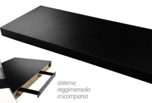 MENSOLA DA PARETE LEGNO MODERNA MURO KIT REGGIMENSOLA A SCOMPARSA NERA 40*25 cm - Foto 1 di 7