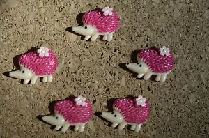 Set of 5 PINK HEDGEHOG bulletin board pushpins, thumbtacks, or magnets - Picture 1 of 10