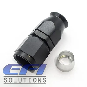 Straight Full Flow Teflon PTFE Hose End Fitting 200 Series AN8 (Black) 201-08BLK - Picture 1 of 1