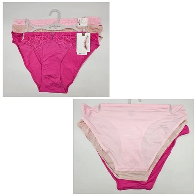 JESSICA SIMPSON 3 Pack Women's L XL Lace Bikini Panties Pink Beige Fuchsia - Image 1 of 4