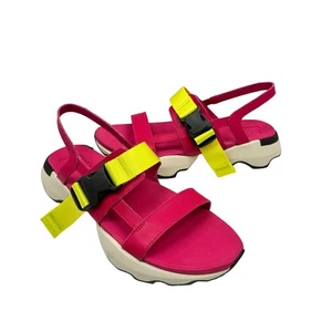 NEW Sorel Kinetic Impact 8 Pink & Neon Yellow Outdoor Performance Sling Sandals - Picture 1 of 11