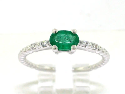 Smaragd Ring 585 Weißgold 14Kt Gold natürlicher Smaragd  4 Brillanten - Bild 1 von 4