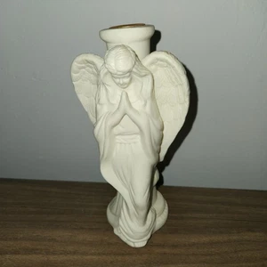 Weiße Keramik betender Engel Figur Kegel Kerzenhalter - Bild 1 von 6