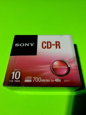 Sony 10 Pack CD-R Optical Media 700MB/MO 1x-48x New Fast Shipping 10 CDs - Image 1 of 4