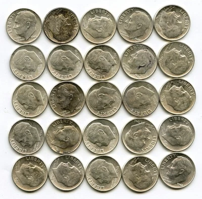 1946-P Roosevelt Dime 50-Coin Roll - Philadelphia Estado perfeito - Não circulado - P944 - Imagem 1 de 4