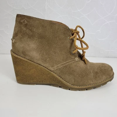 Botas chukka Sperry Stella Prow para mujer talla 9 marrón gamuza tacón de cuña botín al tobillo Foto 1 de 4