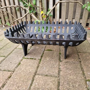 Cesta de troncos rejilla de fuego hierro fundido carbón soporte de madera resistente nuevo paraseno 14,5" - Imagen 1 de 16
