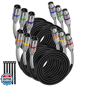 XLR Microphone Cable 25 Ft/6 Pack, Male to Female XLR Speaker Cables for Reco - Picture 1 of 5