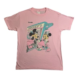 Camiseta Rosa Mickey & Minnie Diner Vintage Años 80 XL Puntada Única Hecha en EE. UU. - Imagen 1 de 9