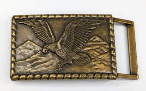 Vintage Levi Strauss Messing fliegender Adler über Berge Gürtelschnalle 3" mal 2" - Bild 1 von 5