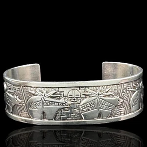 Native American Roderick & Marilyn Tenorio Kewa & Relios Jewelry silver cuff - Picture 1 of 5