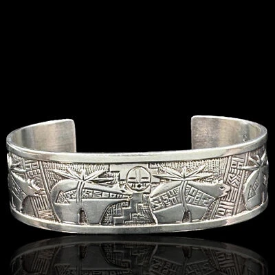 Native American Roderick & Marilyn Tenorio Kewa & Relios Jewelry silver cuff - Image 1 of 4