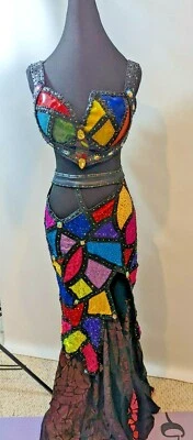 Stained Glass Leather Rhinestone Gaga Style Costume Dress - Image 1 of 4