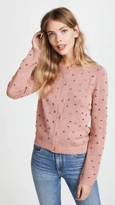 Alice + Olivia Ruthie Strickjacke Wollpullover Strass Rosa Gr. S Neu ohne Etikett - Bild 1 von 7