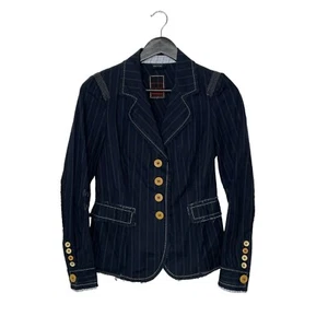 Vintage Y2K Marithe Francois Girbaud Striped Blazer Jacket Size IT 40 Navy Blue - Picture 1 of 7