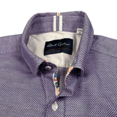 Robert Graham Linen Shirt Mens Large Tailored Geometric Flip Cuff Preppy Casual - Image 1 of 4