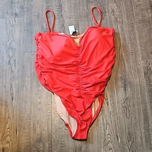 J Crew kirschrot geraffter Neckholder Größe 22 Einteiler Badeanzug brandneu mit Etikett - Bild 1 von 5