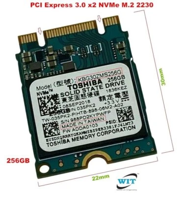 Toshiba (Kioxia) 256GB PCIe NVMe M.2 2230 30mm SSD KBG40ZNS256G Dell HP Lenovo - Image 1 of 4