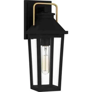Quoizel Buckley 15" Tall Wall Sconce with Bevelled Glass Shade Model: BUK8405MBK - Picture 1 of 5