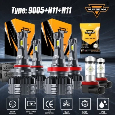 AUXBEAM 9005+H11+H11 H8 LED Headlight Fog Bulbs White For Toyota Camry 2007-2014 - Image 1 of 4