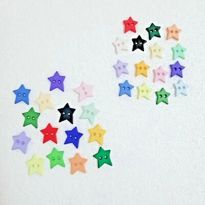 10 Star Buttons 11mm 13mm 2 Hole Assorted Colours Novelty Sewing Art Kids Craft - Image 1 of 4