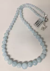 NEW Aquamarine Graduated Beaded Necklace in 925 Sterling Silver Gemporia - 35g - Picture 1 of 9