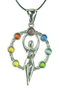 BUTW Pewter Wheel of Life Chakra Amulet Pendant Necklace Jewelry Hindu Bu 0837C