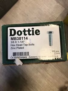 (100-Pk) Dottie Hex Head Cap Screws Grade 5 Zinc Plated 3/8" x 1.25” MB38114 - Picture 1 of 3