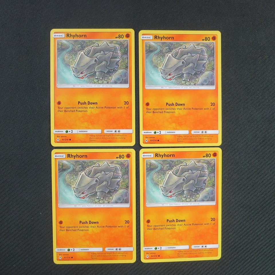 4X Rhyhorn 92/214 Unbroken Bonds Pokemon TCG Card NM - Image 1 of 1