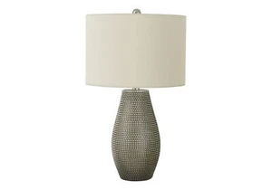 Lighting,24"h,Table Lamp,Grey Resin,Ivory / Cream Shade,Contemporary - Picture 1 of 7