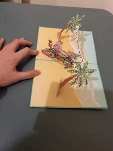 3d Popup Weihnachtsmann auf Fahrrad Karte - Bild 1 von 3