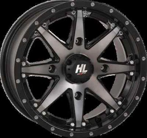 Humo negro mate rueda HL10 12x7 4/110 5+2 30 mm Yamaha Big Bear 400 4x4 IRS 07-12 - Imagen 1 de 4