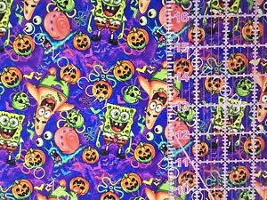 Custom 100% Cotton Woven Fabric Spongebob Cartoon TV Halloween 1/4 Yard 9x56 - Picture 1 of 2