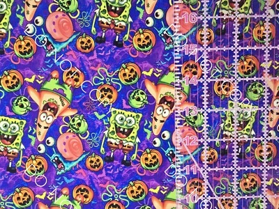 Custom 100% Cotton Woven Fabric Spongebob Cartoon TV Halloween 1/4 Yard 9x56 - Image 1 of 2