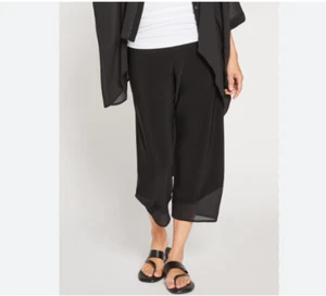 Sympli Whisper Lantern Wide Leg Crop Pant Georgette Trim Black Size 6 - Picture 1 of 5