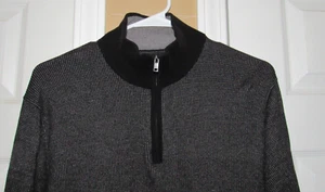 BANANA REPUBLIC Men's Large Gray Black 1/4 Zip Sweater Cotton Silk Cashmere EUC - Picture 1 of 5