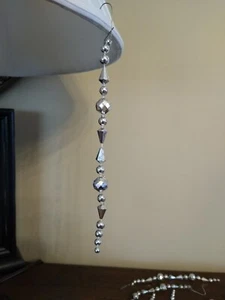 Set of 29 Dangle Bead Christmas Ornaments, Metallic Silver 7.5", Disco Balls - Picture 1 of 19