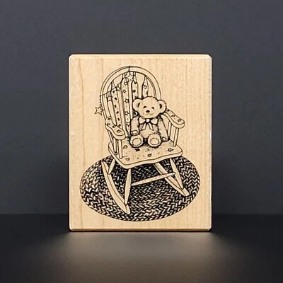 Mecedora PSX oso de peluche sello de goma montado en madera F-3420 guardería infantil Foto 1 de 4