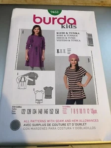 Burda KIDS Pattern 9453 Girls Dress & Tunic w/Sleeve~Trim Options Sz 7 - 13JR - Picture 1 of 2