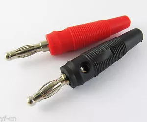 50pcs Nickel Plated Banana Plug Male 55mm Free Solder Audio Connector Red+Black - Picture 1 of 3
