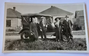 RPPC Postcard Two Couples Posing with Early Car - Picture 1 of 2