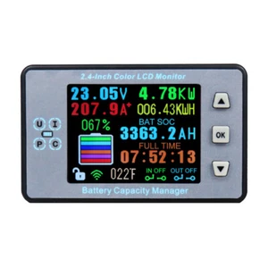 Wireless Ammeter Voltmeter 120V 500A VOLT AMP AH SOC Remaining Capacity Monitor - Picture 1 of 11