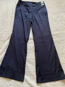 New York & Company Stretch Beekman Women Size 8 Black Striped Flared Pants (C18) - Picture 1 of 10