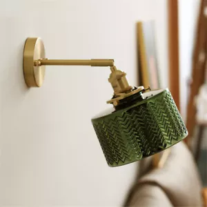 Lampada da parete nordica vetro verde camera da letto bagno luce specchio applique da parete illuminazione - Foto 1 di 12