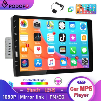 Single 1DIN 9" Touch Screen Car Stereo Radio Bluetooth FM Mirror Link MP5 Player - Изображение 1 из 4