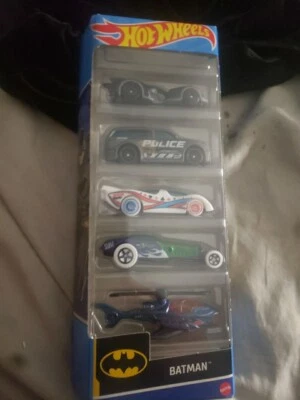 New Hot Wheels Batman 5 Pack for 2023 includes Arkham Batmobile, Batcopter, Boom - Image 1 of 3